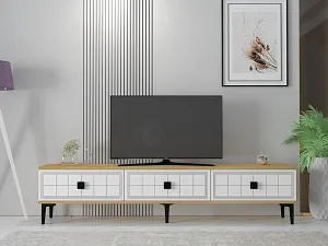 TV stolík Yuka 180 - Sapphire Oak, White