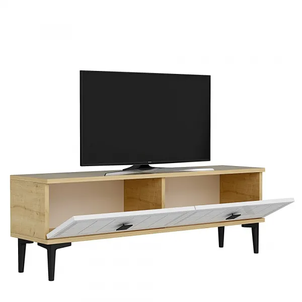 TV stolík Yuka 120 - Sapphire Oak, White