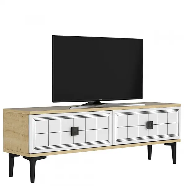 TV stolík Yuka 120 - Sapphire Oak, White