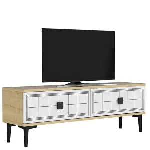 TV stolík Yuka 120 - Sapphire Oak, White