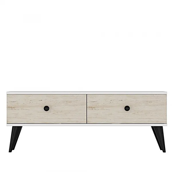 TV stolík Mona 120 - White, Travertine