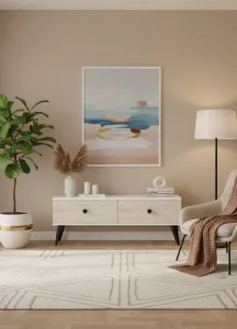 TV stolík Mona 120 - White, Travertine