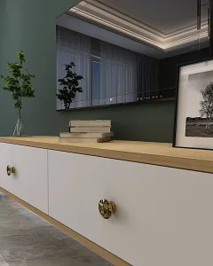 TV stolík Zuzu 120 - Sapphire Oak, White, Gold