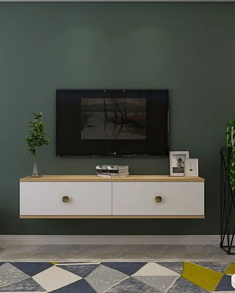 TV stolík Zuzu 120 - Sapphire Oak, White, Gold