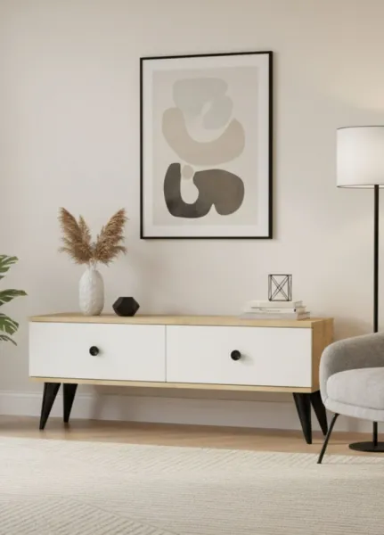 TV stolík Mona 120 - Sapphire Oak, White