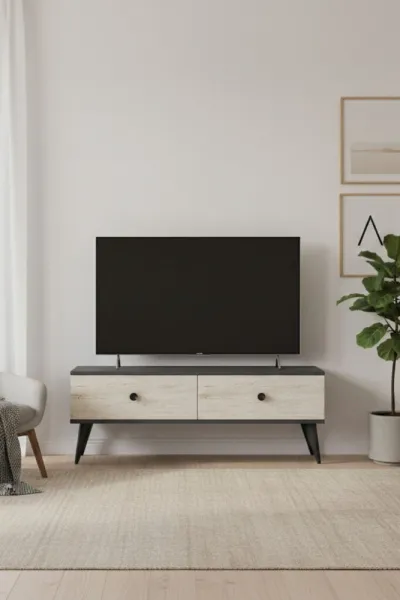 TV stolík Mona 120 - Anthracite, Travertine