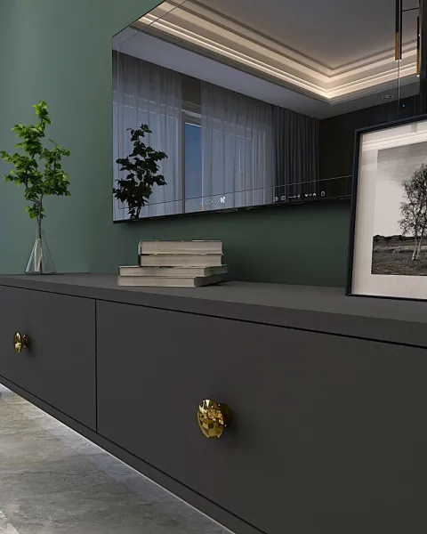 TV stolík Zuzu 120 - Anthracite, Gold