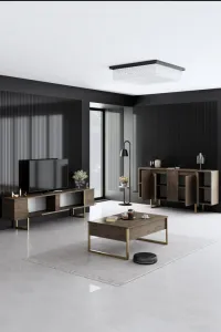 Living Room Furniture Set Luxe - Walnut, Gold