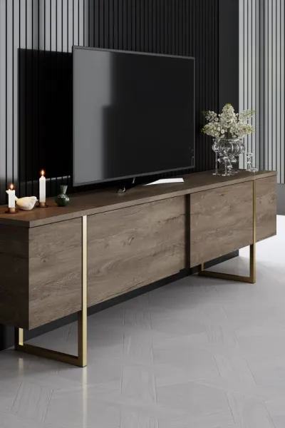 Living Room Furniture Set Luxe - Walnut, Gold
