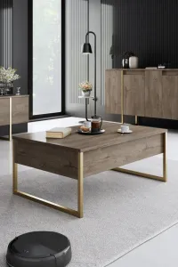 Living Room Furniture Set Luxe - Walnut, Gold