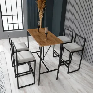 Bar Table & Stool Set (5 Pieces) Nordic - Cream