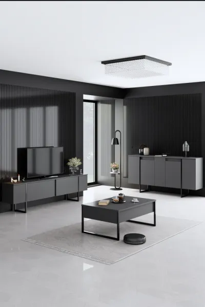 Konzolový stolík Luxe - Anthracite, Black