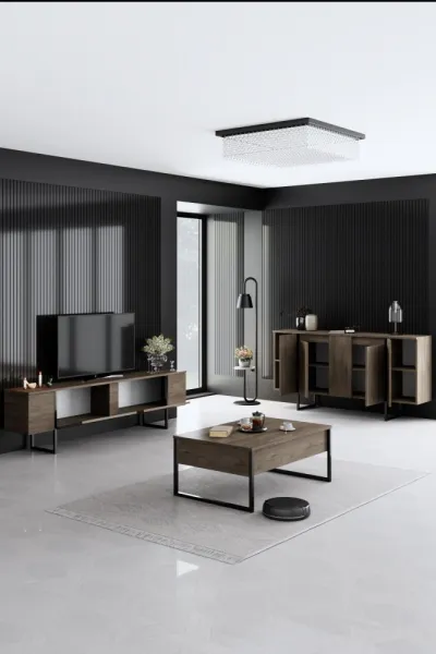 Kalune Design Sada nábytku do obývacího pokoje Luxe ořech/černá