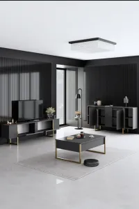 Kalune Design Sada nábytku do obývacího pokoje Luxe antracit/zlatá