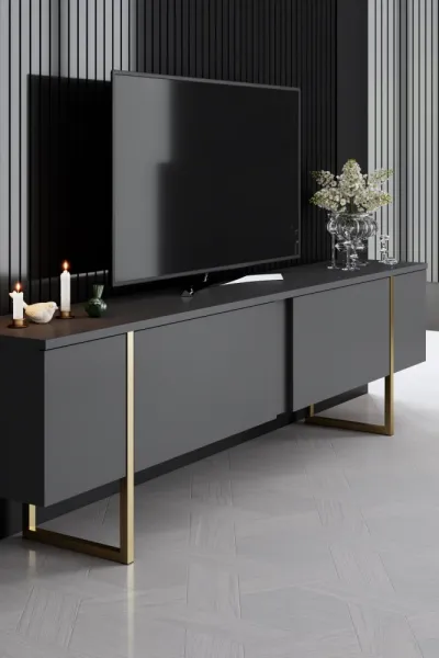 Kalune Design Sada nábytku do obývacího pokoje Luxe antracit/zlatá