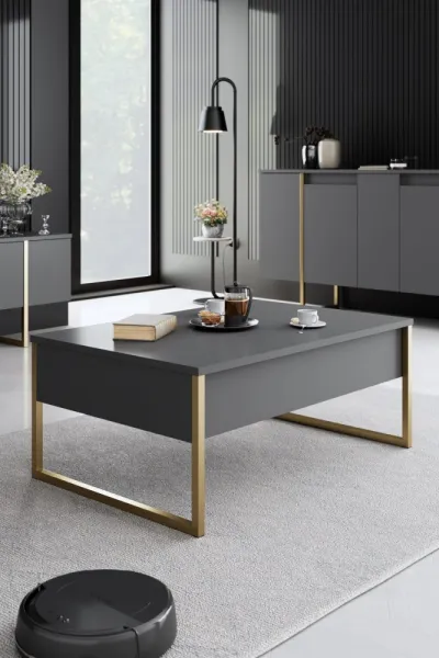 Kalune Design Sada nábytku do obývacího pokoje Luxe antracit/zlatá