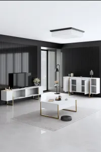 Living Room Furniture Set Luxe - White, Gold