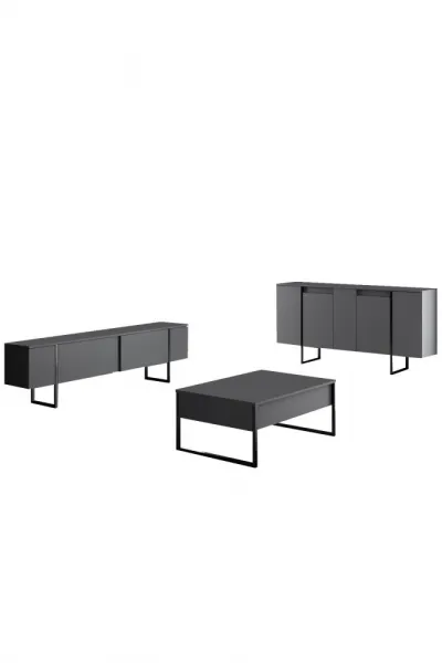Living Room Furniture Set Luxe - Anthracite, Black