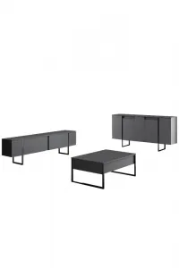 Living Room Furniture Set Luxe - Anthracite, Black