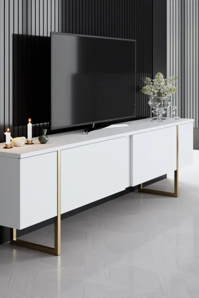 Living Room Furniture Set Luxe - White, Gold
