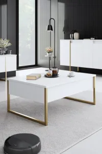 Living Room Furniture Set Luxe - White, Gold