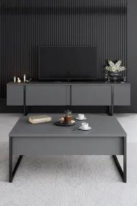 Living Room Furniture Set Luxe - Anthracite, Black