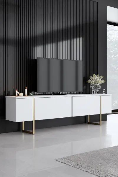 Living Room Furniture Set Luxe - White, Gold