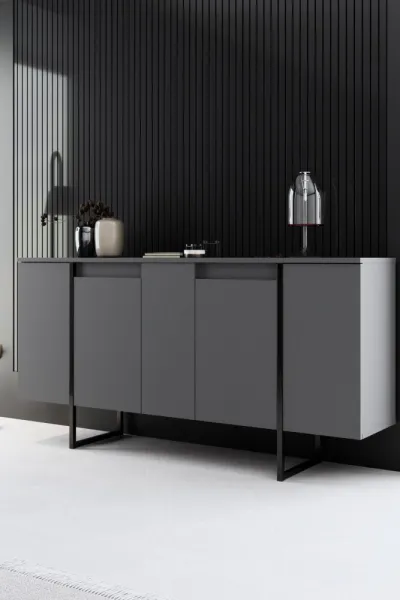 Living Room Furniture Set Luxe - Anthracite, Black