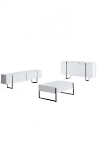 Living Room Furniture Set Luxe - White, Black