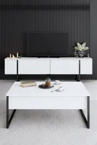 Living Room Furniture Set Luxe - White, Black