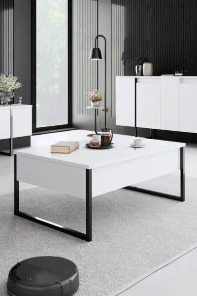 Living Room Furniture Set Luxe - White, Black