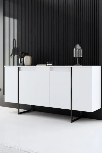 Living Room Furniture Set Luxe - White, Black