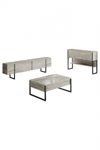 Living Room Furniture Set Luxe Set - Travertine, Black