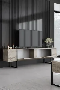 TV stolík Luxe - Travertine, Black