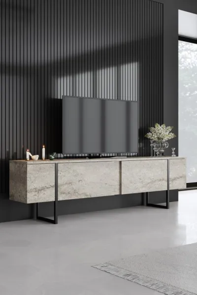 Living Room Furniture Set Luxe Set - Travertine, Black