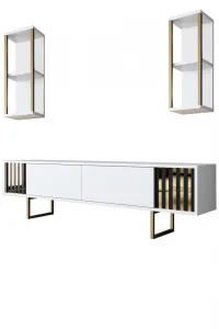 Kalune Design Sada nábytku do obývacího pokoje Gold Line bílá/zlatá