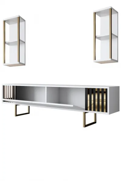 Kalune Design Sada nábytku do obývacího pokoje Gold Line bílá/zlatá