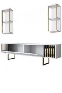 Kalune Design Sada nábytku do obývacího pokoje Gold Line bílá/zlatá