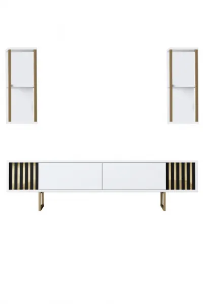 Kalune Design Sada nábytku do obývacího pokoje Gold Line bílá/zlatá