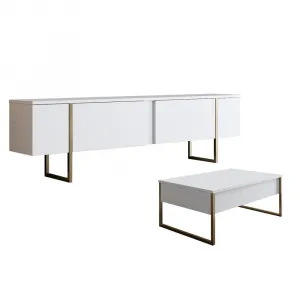 Kalune Design Sada nábytku do obývacího pokoje Luxe bílá/zlatá II