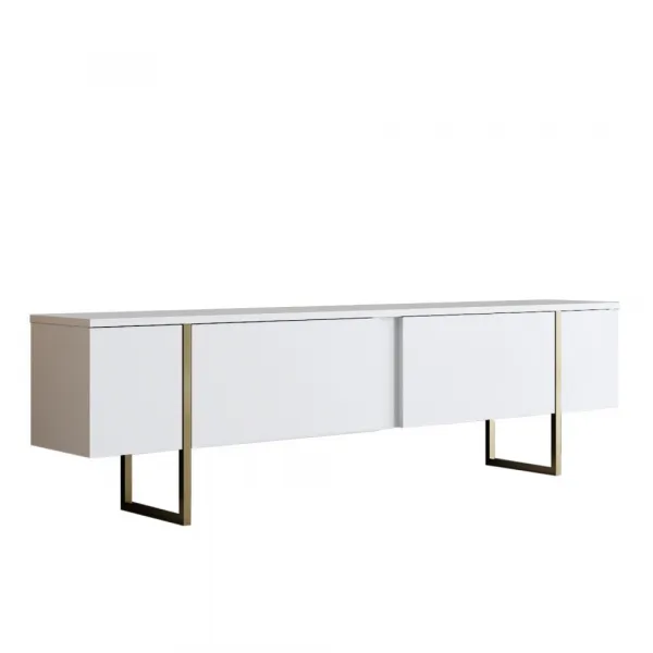 TV stolík Luxe - White, Gold