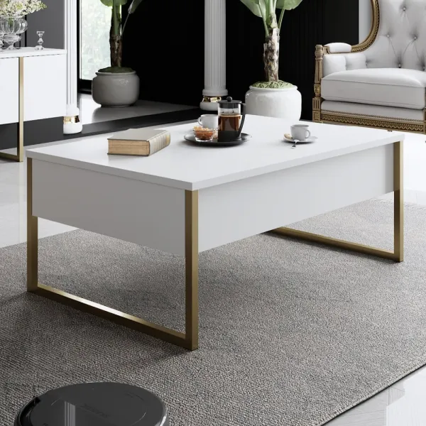 Kalune Design Sada nábytku do obývacího pokoje Luxe bílá/zlatá II