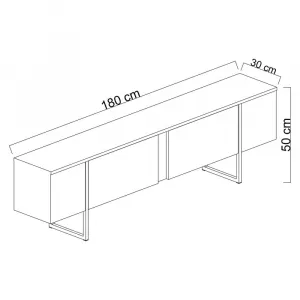 TV stolík Luxe - Walnut, Black