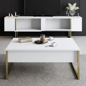 Kalune Design Sada nábytku do obývacího pokoje Luxe bílá/zlatá II