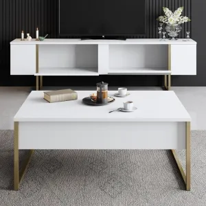 TV stolík Luxe - White, Gold