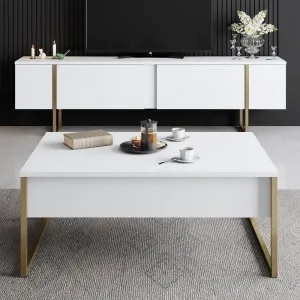 TV stolík Luxe - White, Gold