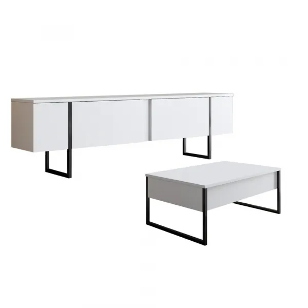 Living Room Furniture Set Luxe Set - White, Black