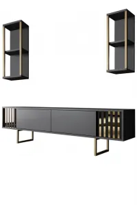 Kalune Design Sada nábytku do obývacího pokoje Gold Line antracit/zlatá