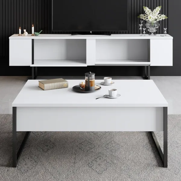 TV stolík Luxe - White, Black