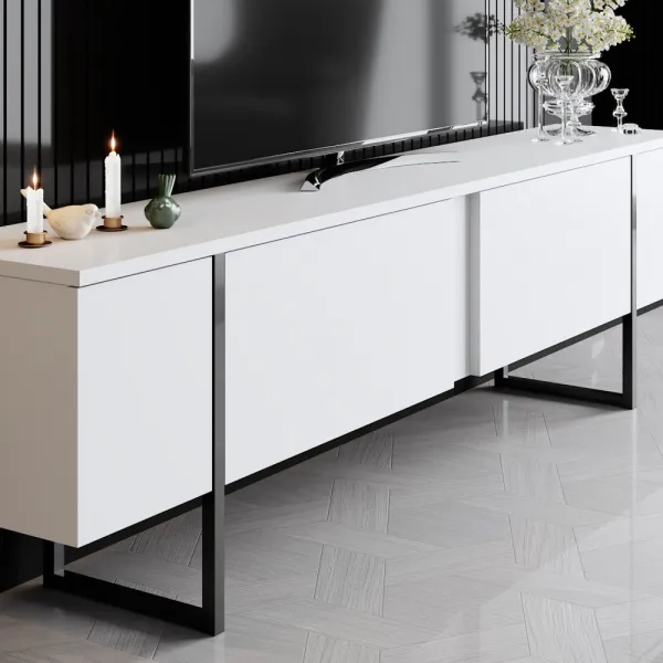 Living Room Furniture Set Luxe Set - White, Black